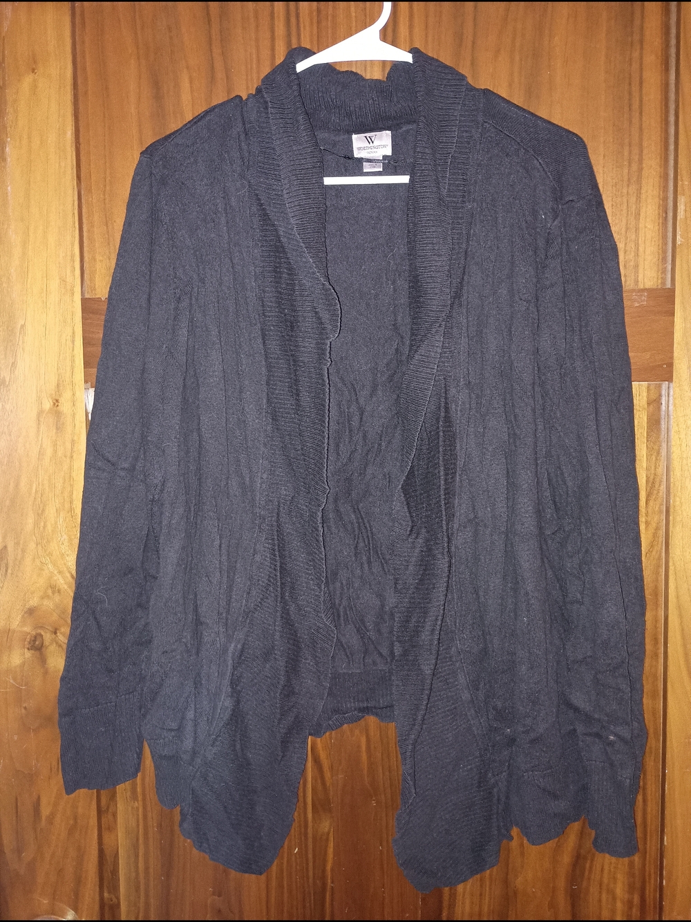 Worthington Black Open-Front Shawl Collar Cardigan